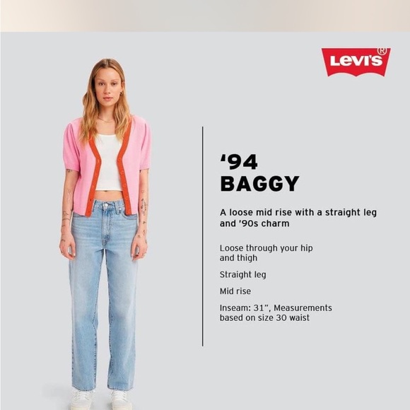 RESERVED DONT BUY! Levi's Blue 94 Baggy Mid Rise Straight Leg Jeans - Picture 4 of 7